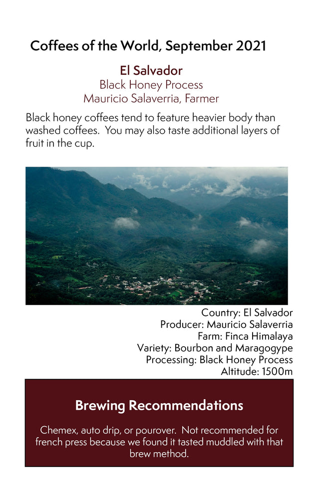
                  
                    Sample flyer with farm and tasting notes for coffee subscription
                  
                